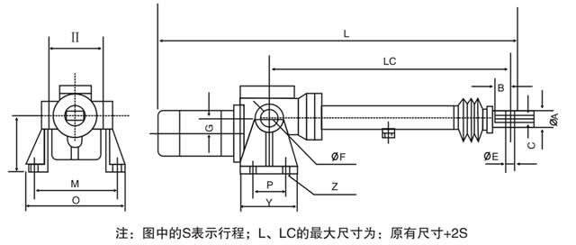 DT型電動推桿外形圖及主要參數(shù)